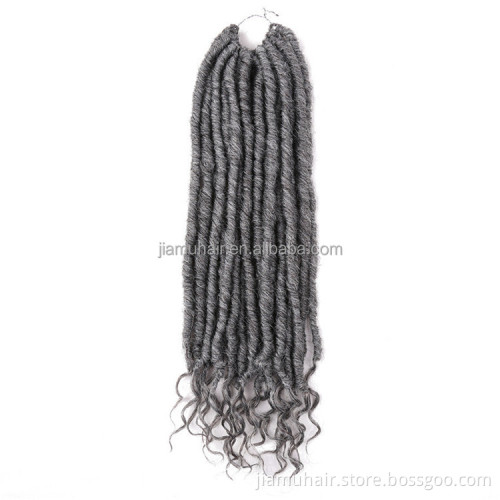 Synthetic 20Inch Goddess Faux Locs With Curly Ends Crochet Braids Natural Synthetic Hair Extension Soul Goddess